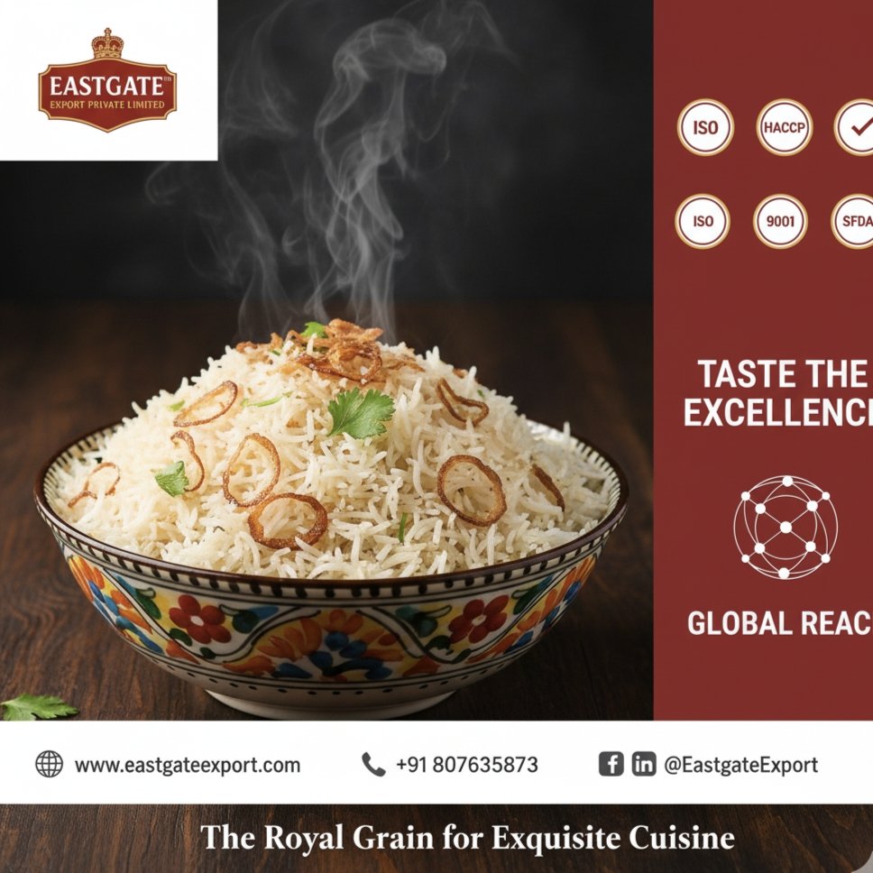EastgateExport's tweet photo. Seeking a reliable Basmati rice partner? Eastgate Export offers certified premium rice with global reach! ISO, HACCP, SFDA approved. Private label options 
#EastgateExport #BasmatiRice #FoodSuppliers #PrivateLabel #B2BFood #CertifiedQuality #GlobalTrade #RiceExports #EUFood https://t.co/lepD95vGjk