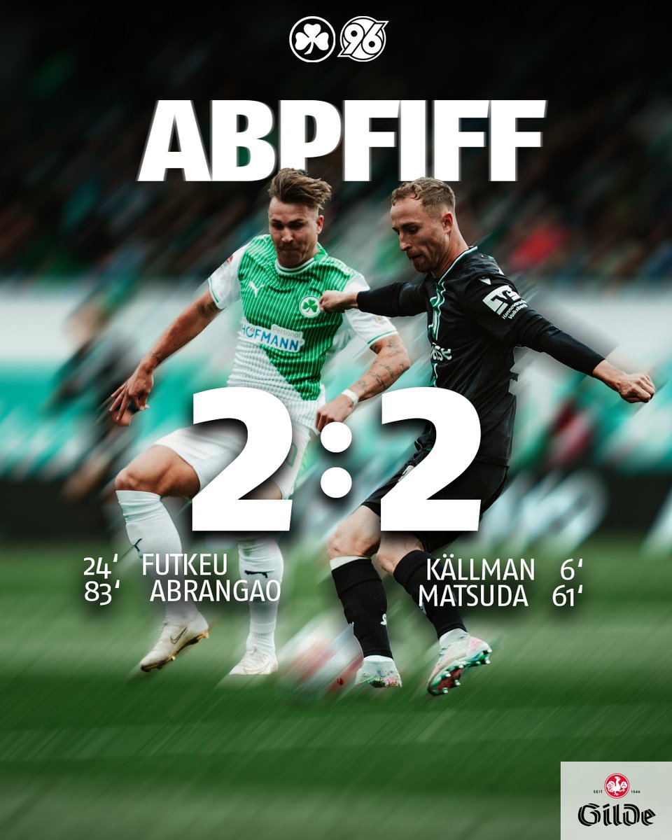 Hannover96's tweet photo. 90' Schluss in Fürth. 

#H96 #NiemalsAllein ⚫⚪💚 | #SGFH96 2:2 https://t.co/0WTEcZsY6g