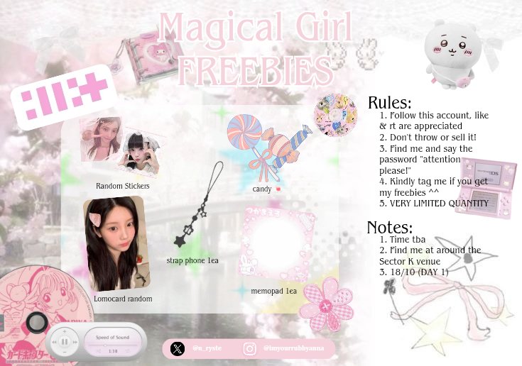 n_ryste's tweet image. ⋆.𐙚 ʚ GLLIT SECTOR K MAGICAL GIRL FREEBIES ɞ ─★
—⋆ by @n_ryste ࣪ ˖

🗓️ 18 Oct 2025 ( DAY 1 )
📍 around NICE PIK 2
⏰ TBA
⚠️ VERY LIMITED QUANTITY 

how to claim?
★ full TnC below ↓
★ kindly tag me if you get the freebies^^

#SectorK #GLLIT #ILLIT