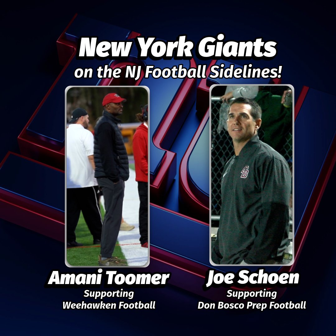 Shoutout to the former and current New York Giants that have been on the NJ HS football sidelines in recent weeks 🔥 

Joe Schoen's son, Carson, is Don Bosco Prep's starting QB and Amani Toomer's son, Amani Jr., plays WR for Weehawken. Love to see it!