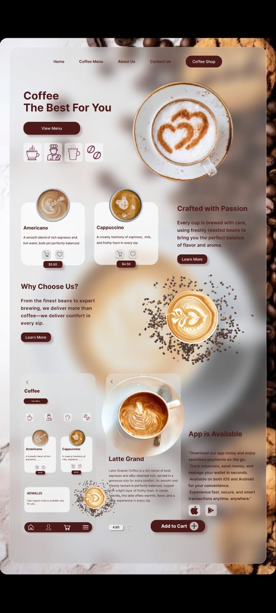 aliyagodil's tweet image. Did I cook? 
Here’s my fresh take on a coffee landing page. Would love your thoughts!
#didicook #webdesign #appdesign
#coffeelandingpage #LandingPage 
#UIUX  #uiuxdesign