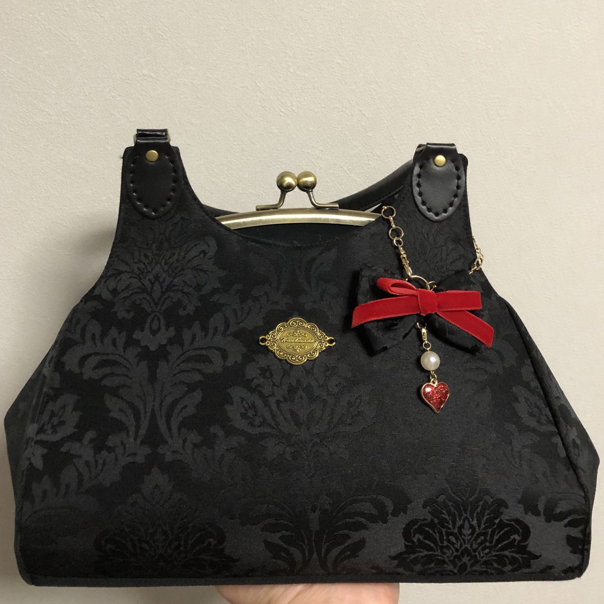 1818.ハンドメイド　18cm大きながま口バッグ　マイリトルテイラー 1818.ハンドメイド 18cm大きながま口バッグ マイリトルテイラー