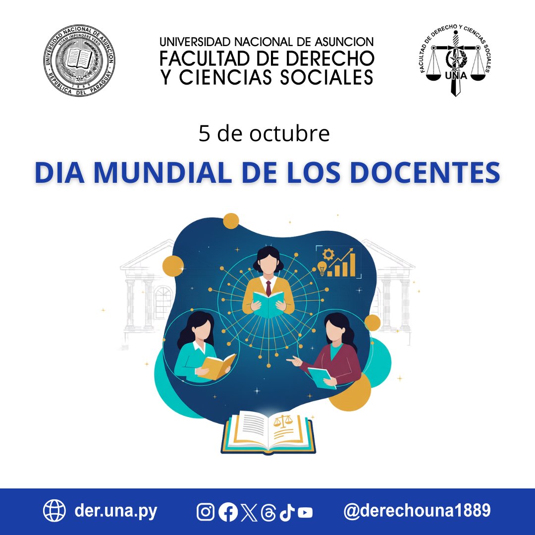 derechouna1889's tweet image. 📚 5 de octubre | Día Mundial de los Docentes
Rendimos homenaje a quienes, con vocación y compromiso, inspiran y forman a nuevas generaciones.
Abrazamos el lema 2025: “Redefinir la docencia como una profesión colaborativa”.
#DíaMundialDeLosDocentes #DerechoUNA #SomosDeLaUNA 🎓