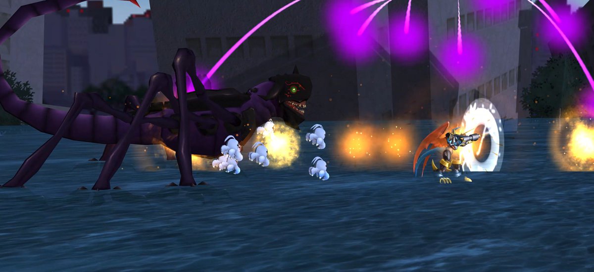 DRA_Remake's tweet image. As the ultra of Diaboromon, this monster changes the stage to one that can fit it&apos;s size, towering over others as it preforms unblockable tail swipes, rains of energy, rivers of cannon fire, and unleashes a tracking swarm of Tsumemon!

#Armageddemon #projectdigimon