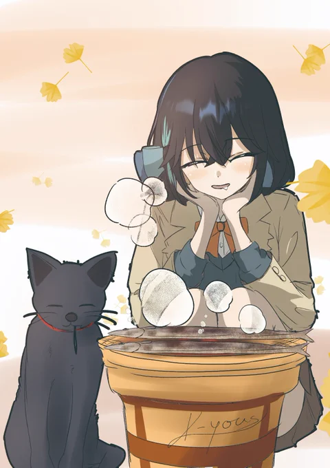 お題「秋刀魚を焼くモカちゃん」