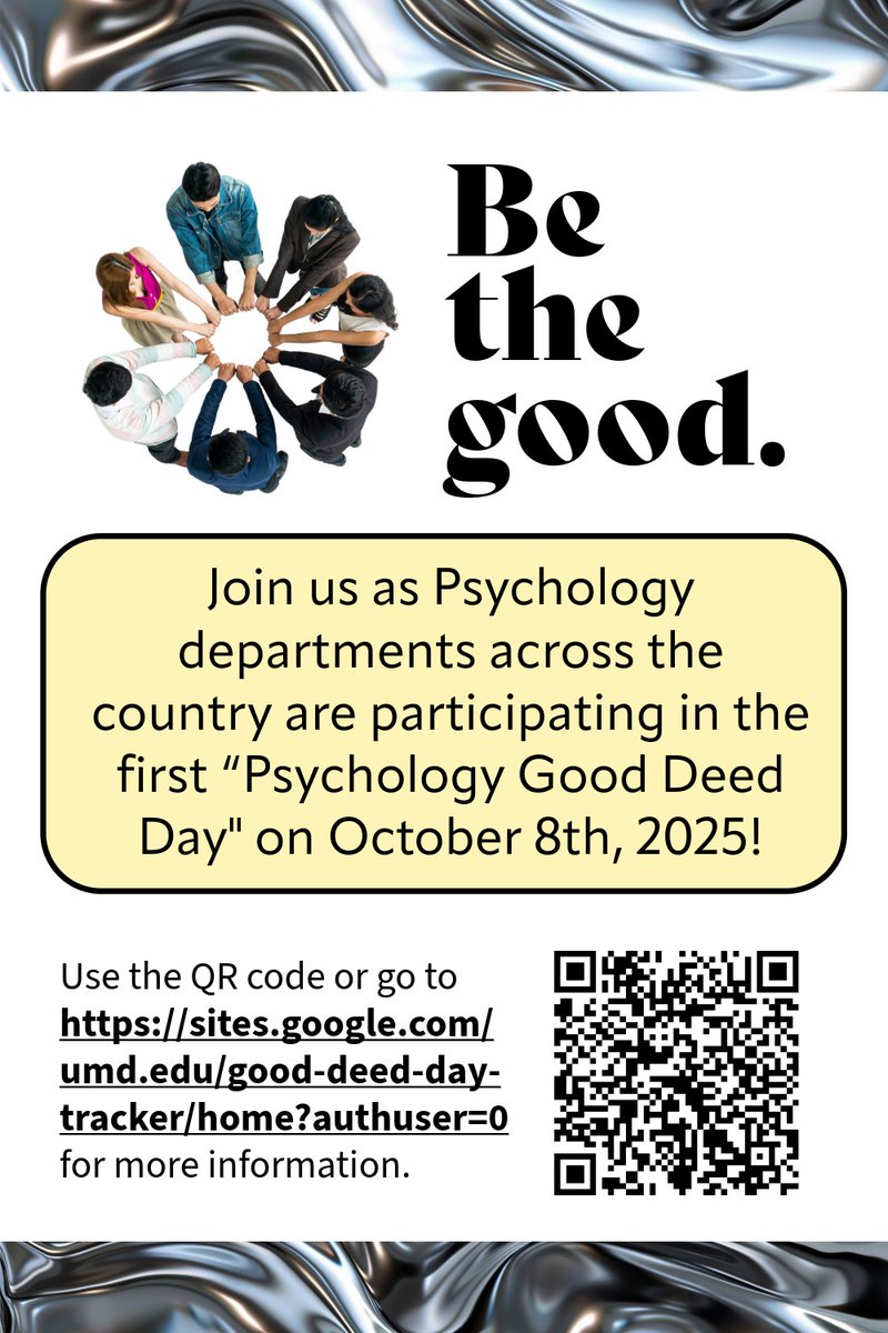 🌟 It’s Good Deed Day, Psych Style! 🧠💛
Hold the door, help a friend, pick up some trash, share a smile — no good deed is too small! Join us for Psychology Good Deed Day and let’s make the world a little brighter together ✨🙌