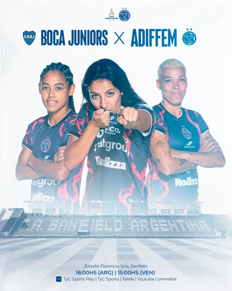 ¡Hoy jugamos! 😎🫡

📅 05.10
⌚️ 15:00HS (VEN) | 16:00HS (ARG) 
🆚 Boca Juniors (ARG)
🏟️ Estadio Florencio Sola, Banfield 
⚽️ Jornada 2 - Fase de grupos <a href="/LibertadoresFEM/">CONMEBOL Libertadores Femenina</a> 
📺 TyC Sports Play | TyC Sports | Telefe | Youtube Conmebol

#SangreAzul💙