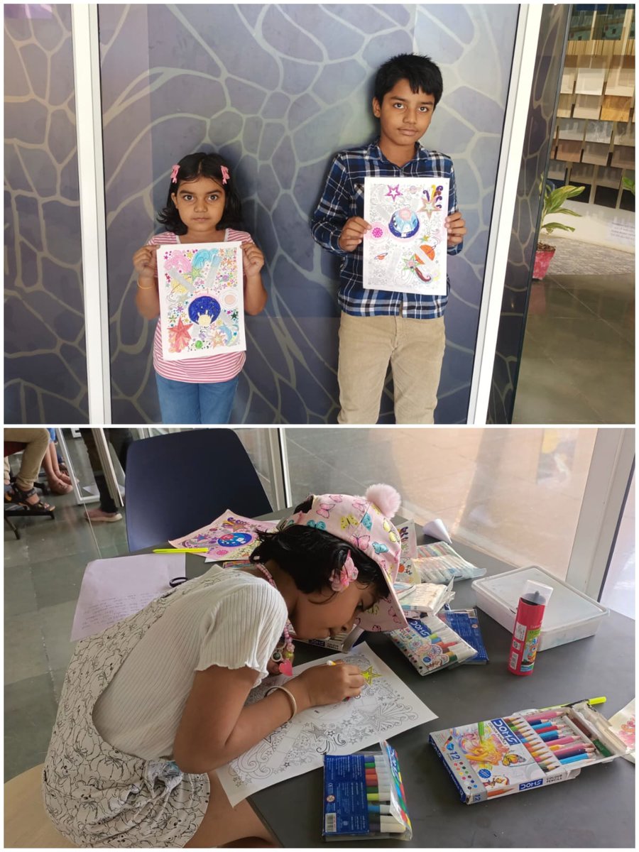 RSCRajkot's tweet image. World Space Week Day 1 at RSC Rajkot! 🚀 Students make space-themed drawings! 🌠 Planets, phases of Moon, concept of Eclipse, paper rocket making, space objects & day time astronomy! 🎨 #WorldSpaceWeek #RSCRajkot #SpaceArt #Astronomy