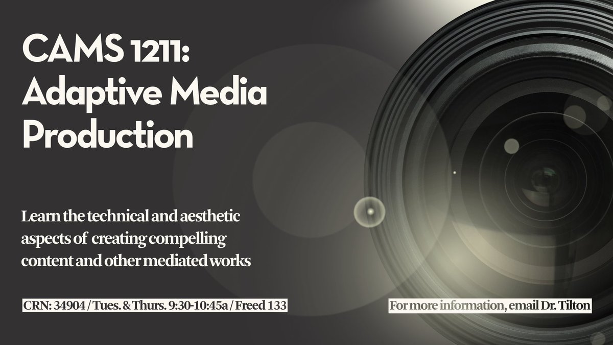 I decided to highlight my <a href="/ohionorthern/">Ohio Northern Univ.</a> #Spring2026 semester course on “Adaptive Media Production,” which focuses on applying the best technical and aesthetic practices to audio and video works based on identifying the audience, purpose, genre, and context for that given work.