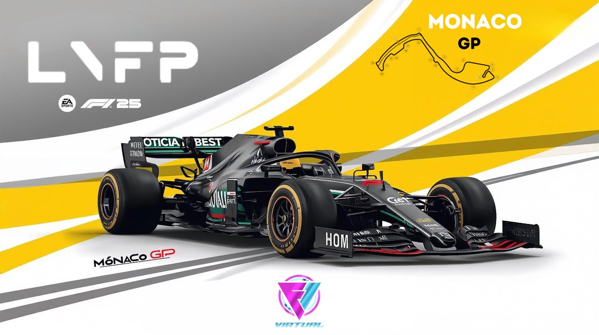 🏆 LNFP 🏆
⏱️ 20:00  horas !
 LNFP Series F1
05/10/2025
TV : <a href="/formula1virtual/">Formula 1 Virtual</a>
Live/Twich 
twich.tv/formula1virtual 
Casters
🎙️ <a href="/cocoloco300/">cocoloco29</a>
🎙️ <a href="/WSharperduke/">TCC Duke</a>
🕹️ Mónaco  🇲🇨
 <a href="/Xbox_Spain/">Xbox España</a> <a href="/Steam/">Steam</a> <a href="/SonyManager/">SonyPlayStation</a>