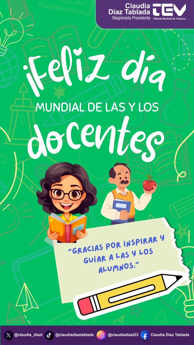 🎀 Hoy 5 de octubre se celebra el Día Mundial de las y los Docentes, una fecha proclamada por la UNESCO en 1994 para reconocer la labor fundamental de quienes dedican su vida a la enseñanza.