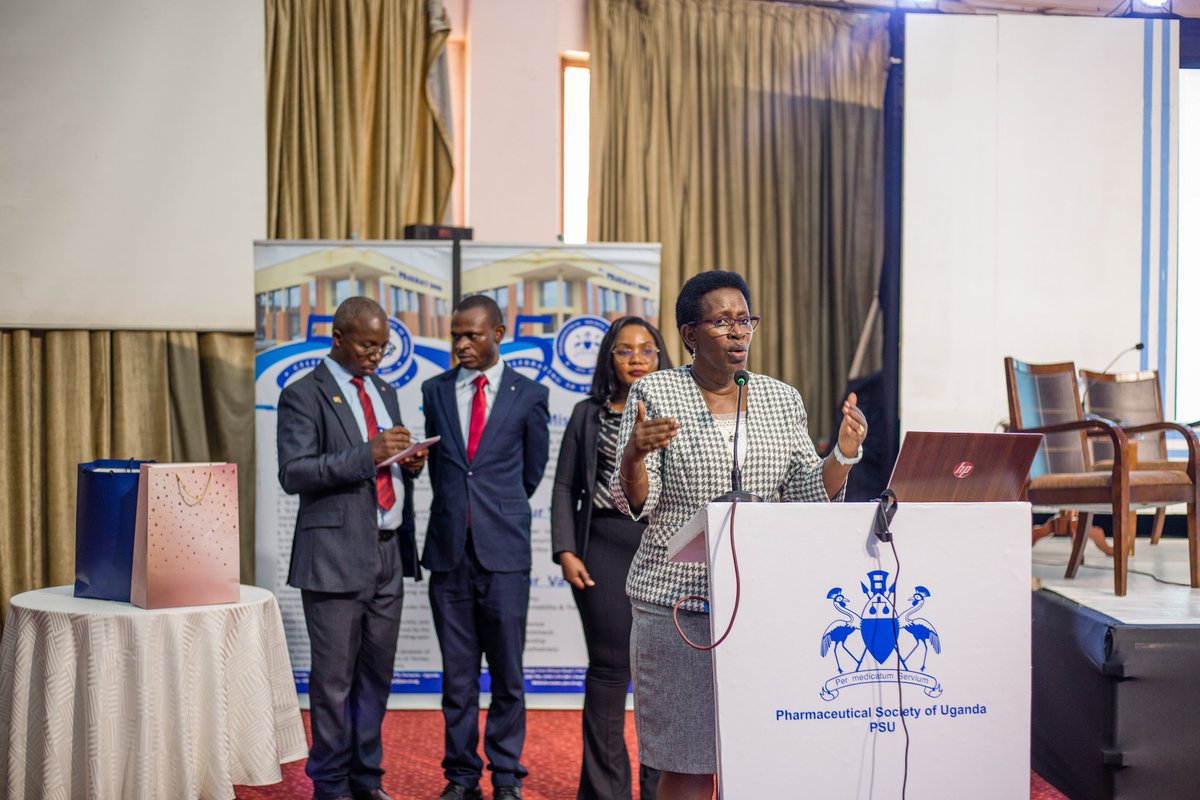 Grateful to the Permanet Secretary Min of Health, Dr. Diana Atwine for gracing our Annual CPD launch of the Pharmaceutical Society of Uganda last week! Her call to action against antimicrobial resistance resonates deeply. Let's continue transforming pharmacy practice in Uganda