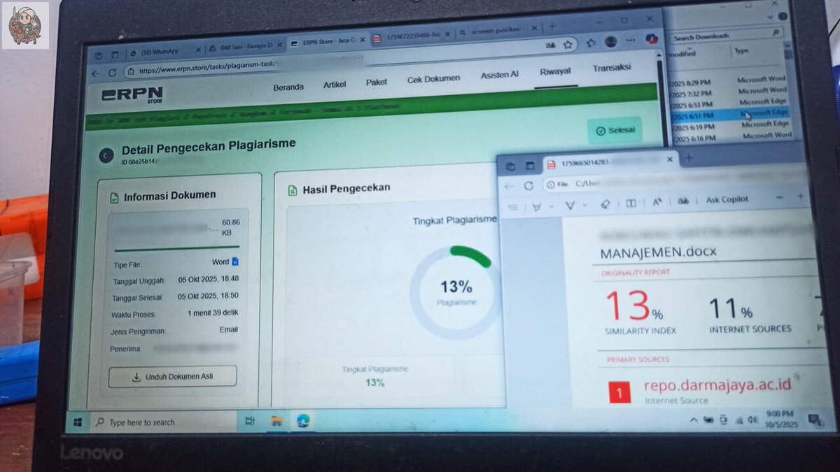 UNDIP_FESS's tweet image. kakak undip! makasih kemarin yang udah rekomin cek turnitin disini huhu, masih bisa ngecek tengah malem dan cepet bgtt pliss😭😭 syukur banget masih sempet draft jurnal🥹🥹🥹