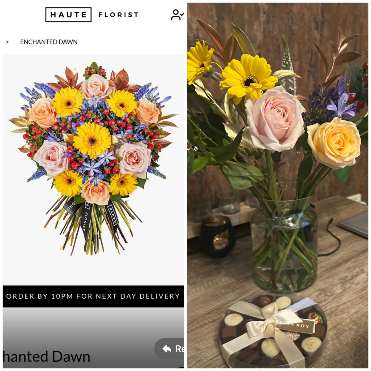 FlemingBelle's tweet photo. @hauteflorist What do you need to order to receive this @hauteflorist? Picture of what was ordered and what was received! An absolute disgrace charging €100 for this! Will never again purchase from @hauteflorist again. So disappointed! https://t.co/adiadGXfEE