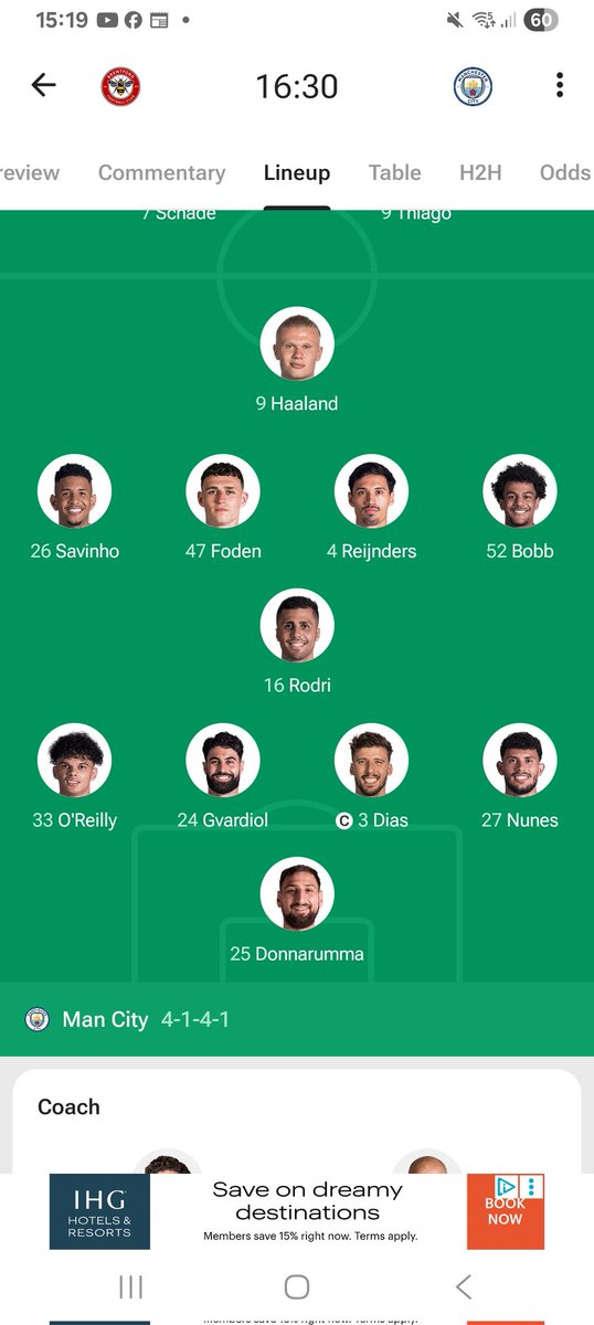 City's lineup v Brentford today

Cmon City
