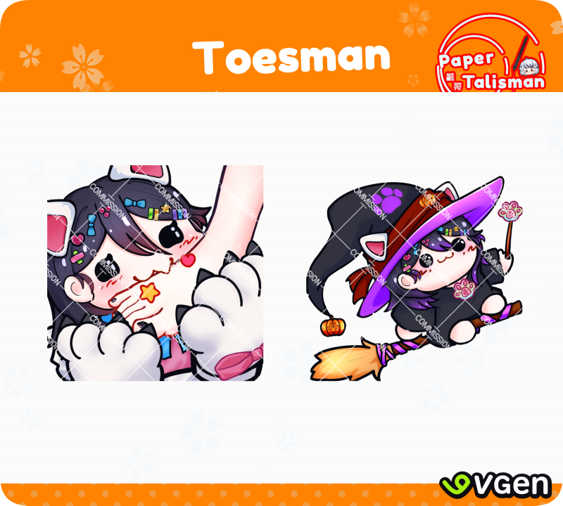 PaperTalisman's tweet photo. Halloween and some... biting emote? for @Sokkulf   :3

-------------------------

#twitch #emotes #commissions #VGen #VGenComm https://t.co/2NYU99pmHb