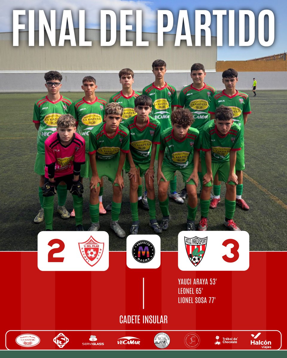 AtMarzasport's tweet photo. FINAL DEL PARTIDO [CADETE]

@VetPilar_PtosLP 2-3 Atlético Marzasport

3 de 3 para empezar la temporada, con remontada y lucha hasta el final en este caso. Vamos a por más 💪🏼

❤️💚 https://t.co/SqnCTfewQn
