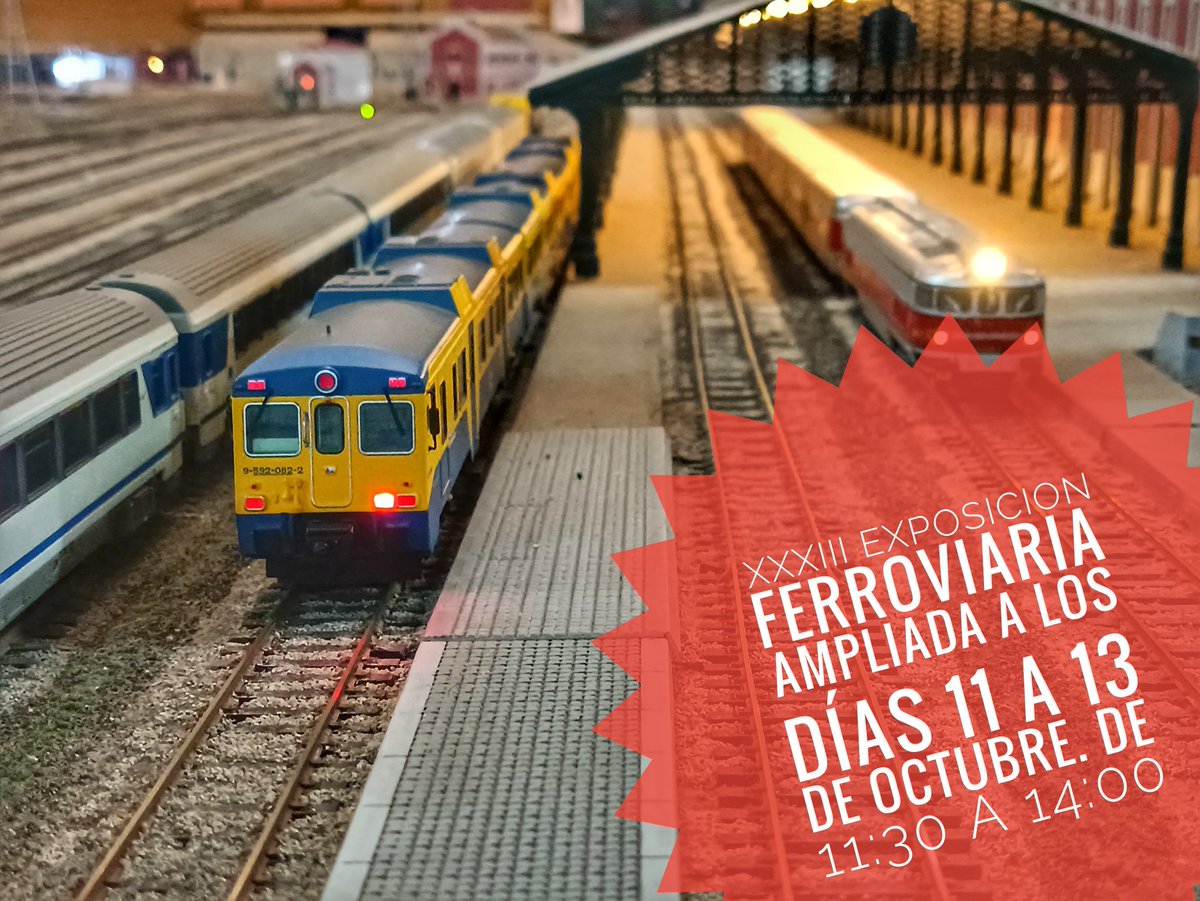 Os recordamos que el próximo fin semana, coincidiendo con en puente festivo, prorrogaremos nuestra XXXIII exposicion Ferroviaria, por lo que los días 11, 12 y 13 abriremos de 11:30 a 14:00. Os esperamos 😉
