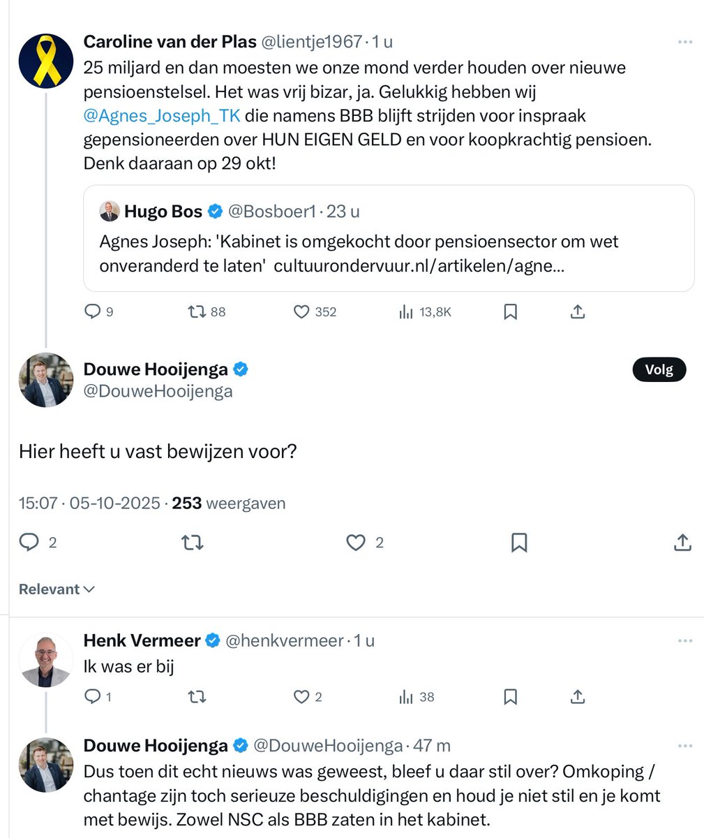 Hallucinant inkijkje in de formatiebespreking van kabinet PVV, VVD, NSC, BBB. Aanwezig zijn, meepraten, akkoord gaan (want in coalitie gestapt) en nu klagen?