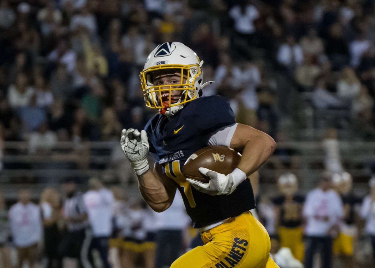 MarsHSFootball's tweet photo. Congrats to Ayden Yocum who ran for 252 yards on Friday with 4 TDs and went over the 1000 yard mark for the season...He tops the WPIAL in rushing...And he was named Homecoming King last night!

It's good to be @YocumAyden4 

#D2BG 👽🏈💪 https://t.co/7hDzKqvzTt