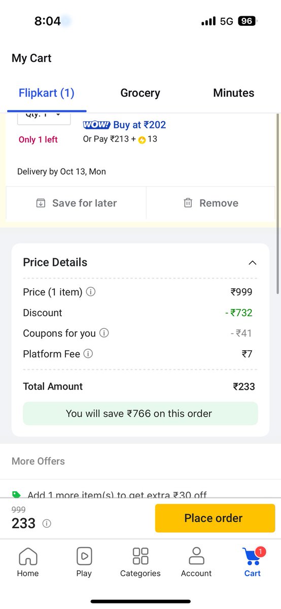 nkhem's tweet photo. @Flipkart  - same item - one place you are charging platform fee as RS 7 and other place Rs 5 ?? 

Could you pls explain ???

@flipkartsupport @amazonIN @amazon https://t.co/5cW38cGDtX