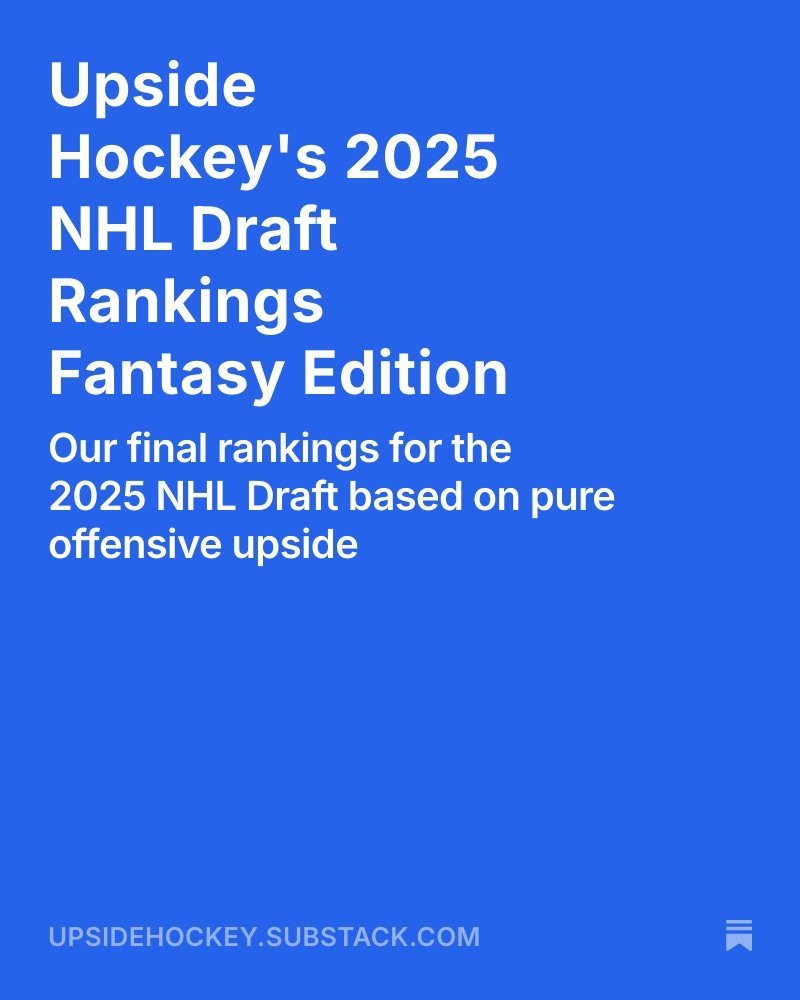 Our Top 60 from the 2025 NHL Draft class based on pure offensive upside...

Crafted especially for fantasy hockey geeks, now live on our Substack: