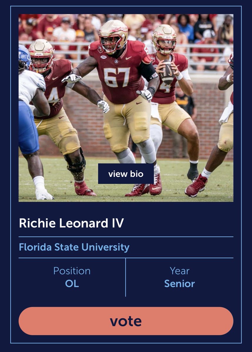 BostonNoleGirl's tweet image. Sunday reminder to go vote for @RichieLeonardIV 🏹🏹🏹

promo.espn.com/espn/contests/…

#allstate #goodworksteam #NOLES #FSUFamily #FSUTwitter ❤️💛