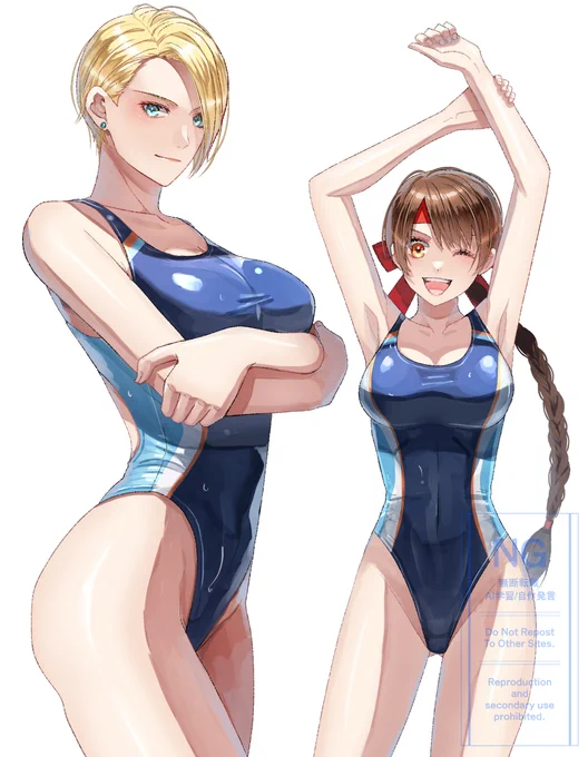 【リクエスト】競泳水着のユリとキング