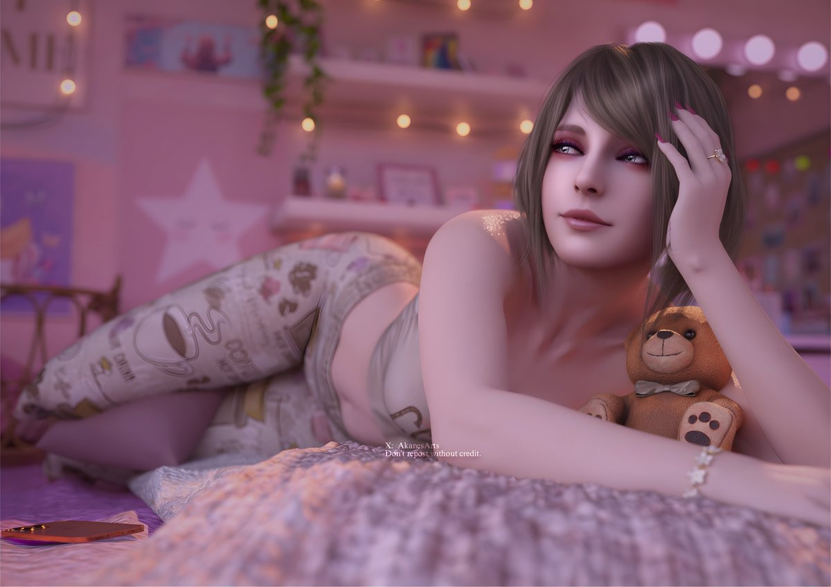 Hey Ashley, Loved your room girl! 
---
My Comissions are open.
Don't repost without credit.
Don't edit my art.
---
#AshleyGraham #3D #ResidentEvil4Remake #3DArt #DazStudio #Pink #cute
