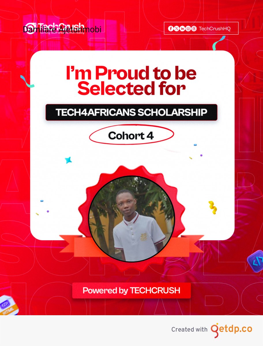 codewithajet's tweet image. Thrilled to announce I’ve been selected for the Tech4Africans Cohort 4 Scholarship in AI! 🎉 Out of 28,000+ applicants across Africa, I made it 🙌 Excited for this journey of learning, mentorship &amp;amp; impact! 🚀
@TechCrushHQ #Tech4Africans #AI #CodeWithAjet