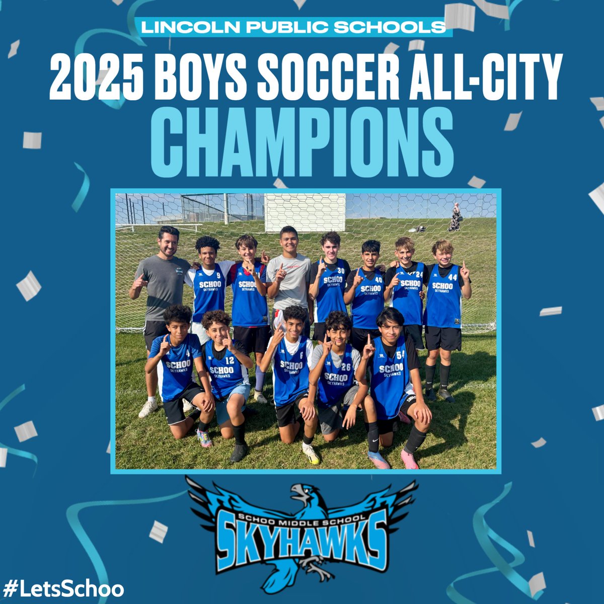 Congratulations to Boys Soccer for winning the 2025 All-City Boys Soccer Tournament! The Skyhawks were coached by Coach Krajewski. They defeated Culler in a thrilling PK Shootout. #LetsSchoo⚽️