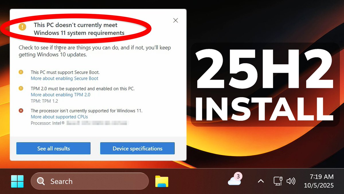 itstechbased's tweet image. Install Windows 11 25H2 on Unsupported PC (no TPM, Secure Boot, 4GB RAM, CPU) - Easiest Method
More info: youtu.be/MHkrC6_21qk