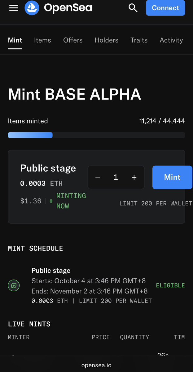 打新
直接钱包打满这个NFT
传送门
opensea.io/collection/bas…

不仅可以吃 opensea 跟base 链浅在空投
一鱼四吃 一次爽领四个空投

浅在收益1-5倍 按头打

我不是叫你 All in，只是给自己一个小小的挑战。
成本就1$多 
一个钱包最多打200个
你又敢不敢用半个月时间，彻底改变自己的钱包？