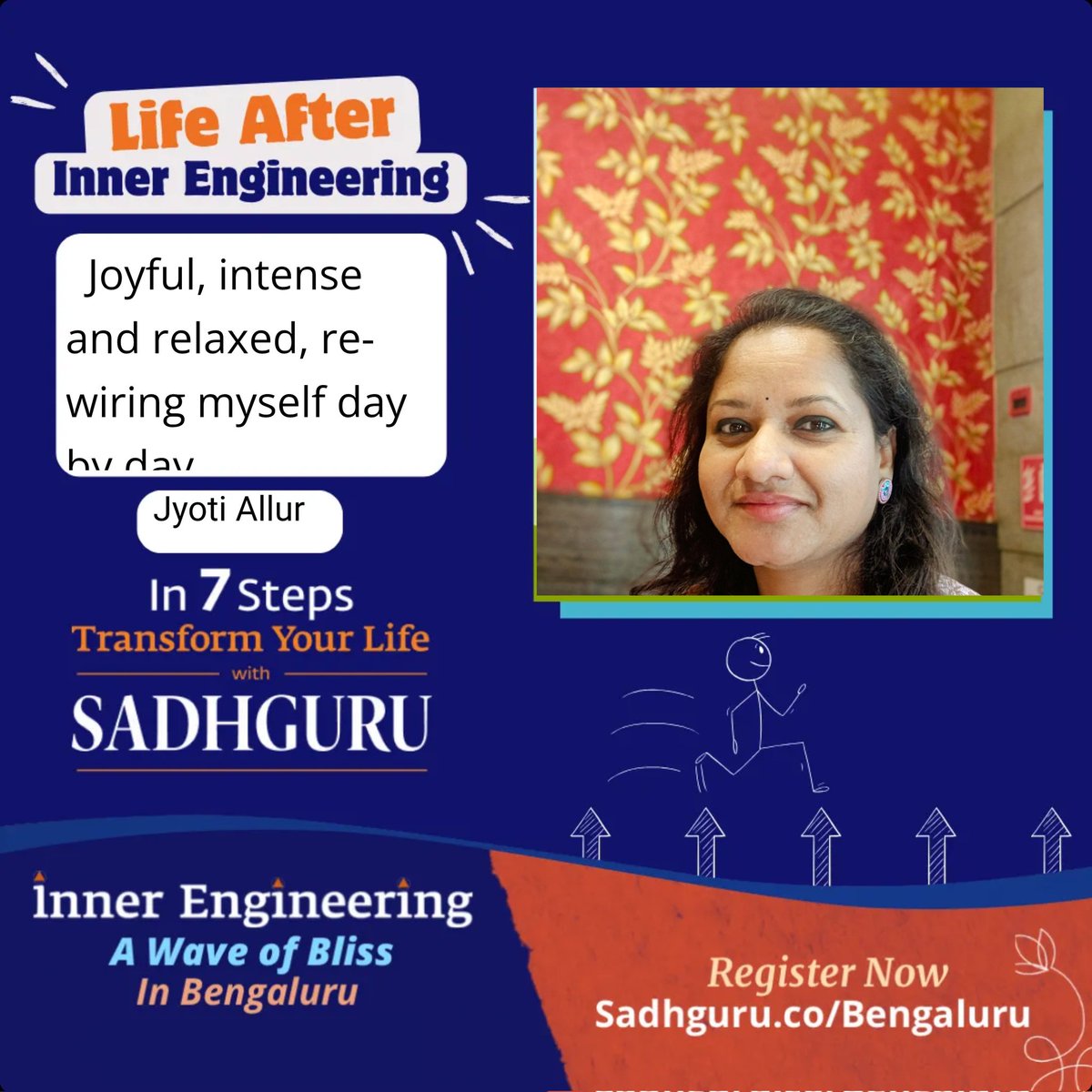 AllurJyoti's tweet image. I did my #innerengineering program at Isha foundation in 2018 and life has taken a 180 degree turn for good. Being joyful without a reason was something i couldn't have imagined possible, re-wiring and re-discovering myself each day. Forever grateful
#MyInnerEngineeringStory