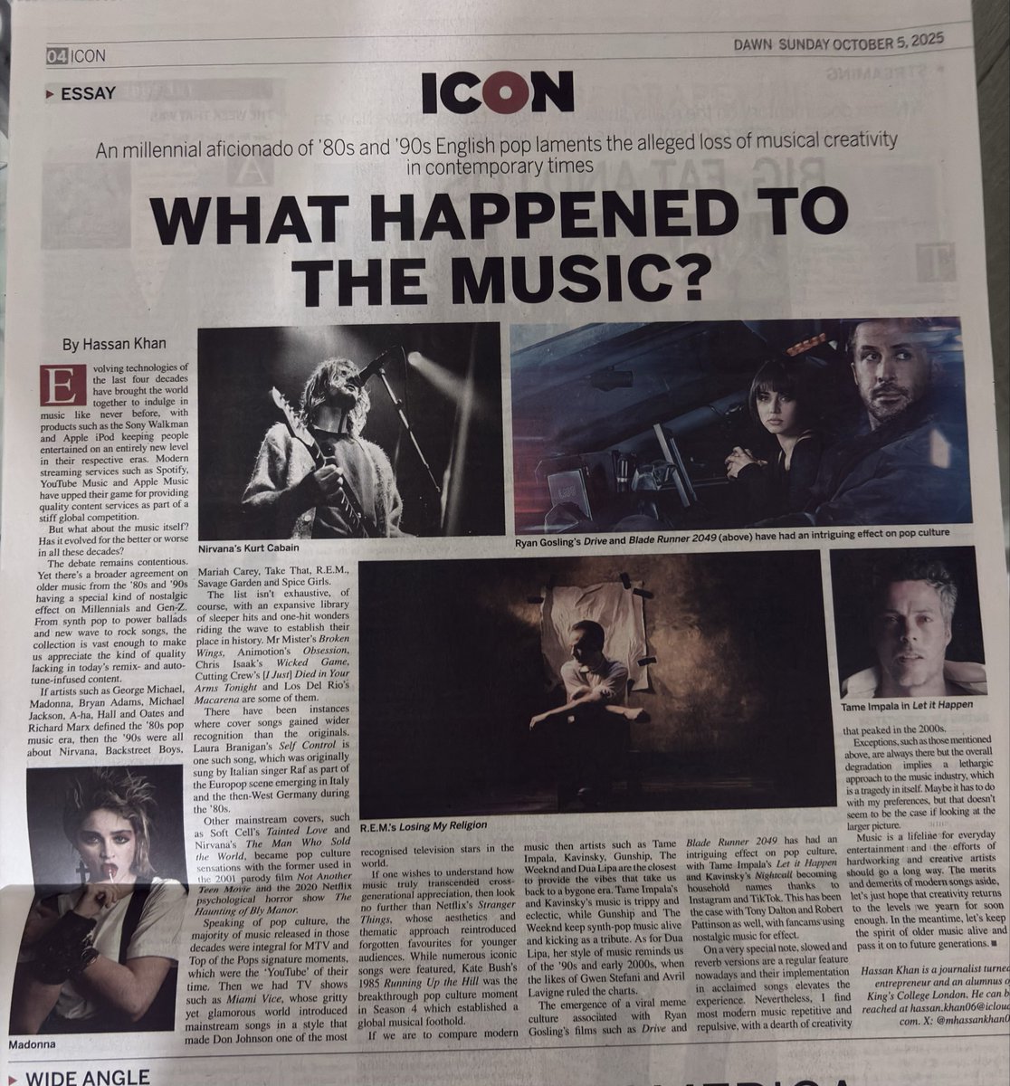 Wrote an exciting piece for music &amp; pop culture lovers in <a href="/dawn_com/">Dawn.com</a> focused on modern &amp; 80/90s stuff alongside viral meme culture! 

 <a href="/RyanGosling/">Ryan Gosling</a> <a href="/DUALIPA/">DUA LIPA</a> <a href="/theweeknd/">Abel Tesfaye</a> <a href="/AvrilLavigne/">Avril Lavigne</a> <a href="/gwenstefani/">Gwen Stefani</a> <a href="/tameimpala/">Tame Impala</a> <a href="/kavinsky/">KAVINSKY✨</a> <a href="/GUNSHIPMUSIC/">GUNSHIP</a> <a href="/Madonna/">Madonna</a> <a href="/Nirvana/">Nirvana</a> 

dawn.com/news/1946012/e…