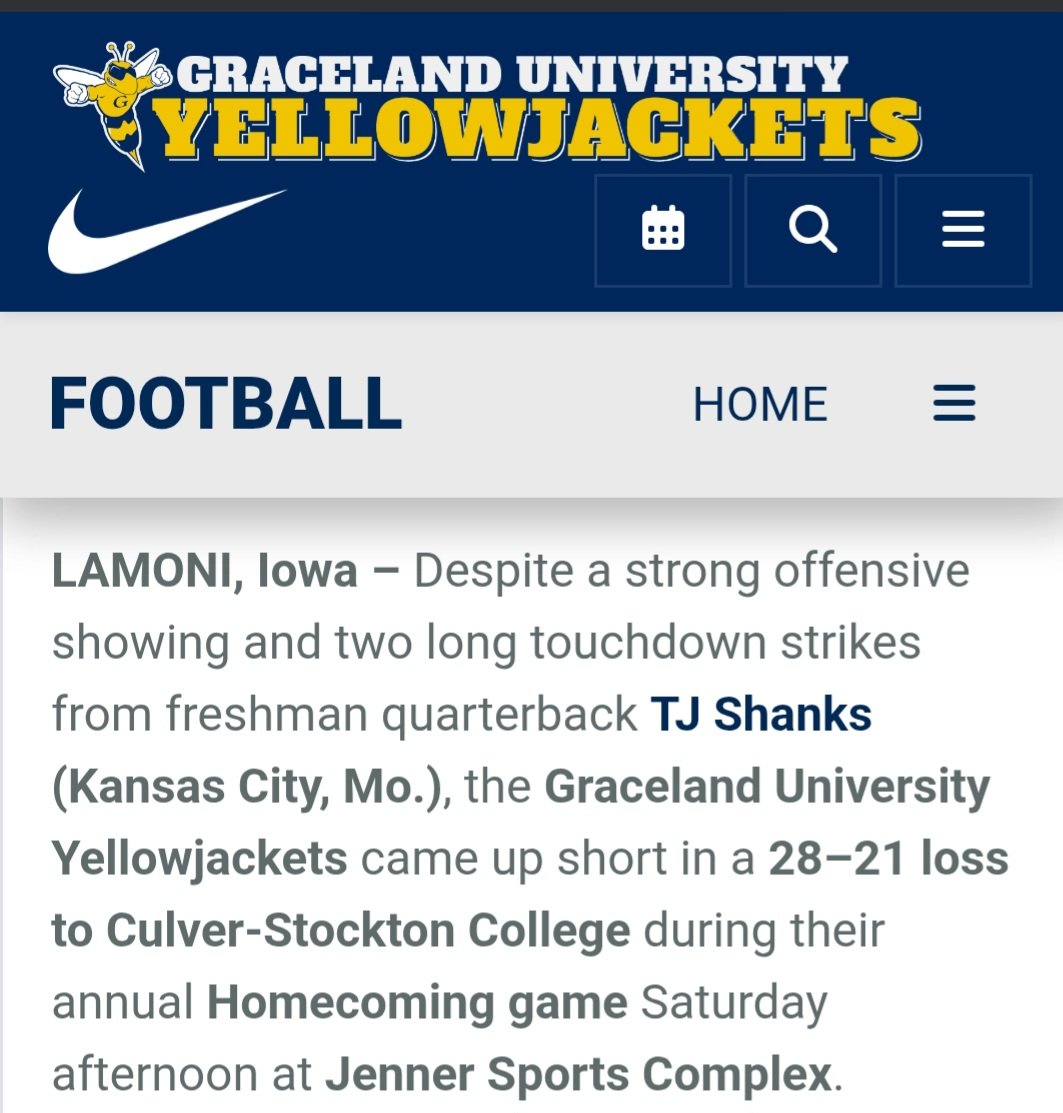 Came out on tbe wrong side of the score yesterday.  <a href="/TjShanks15/">TJ Shanks</a> did a great job for his first start for <a href="/GracelandFB/">Graceland Football</a> Time go get back to work! #StingEm