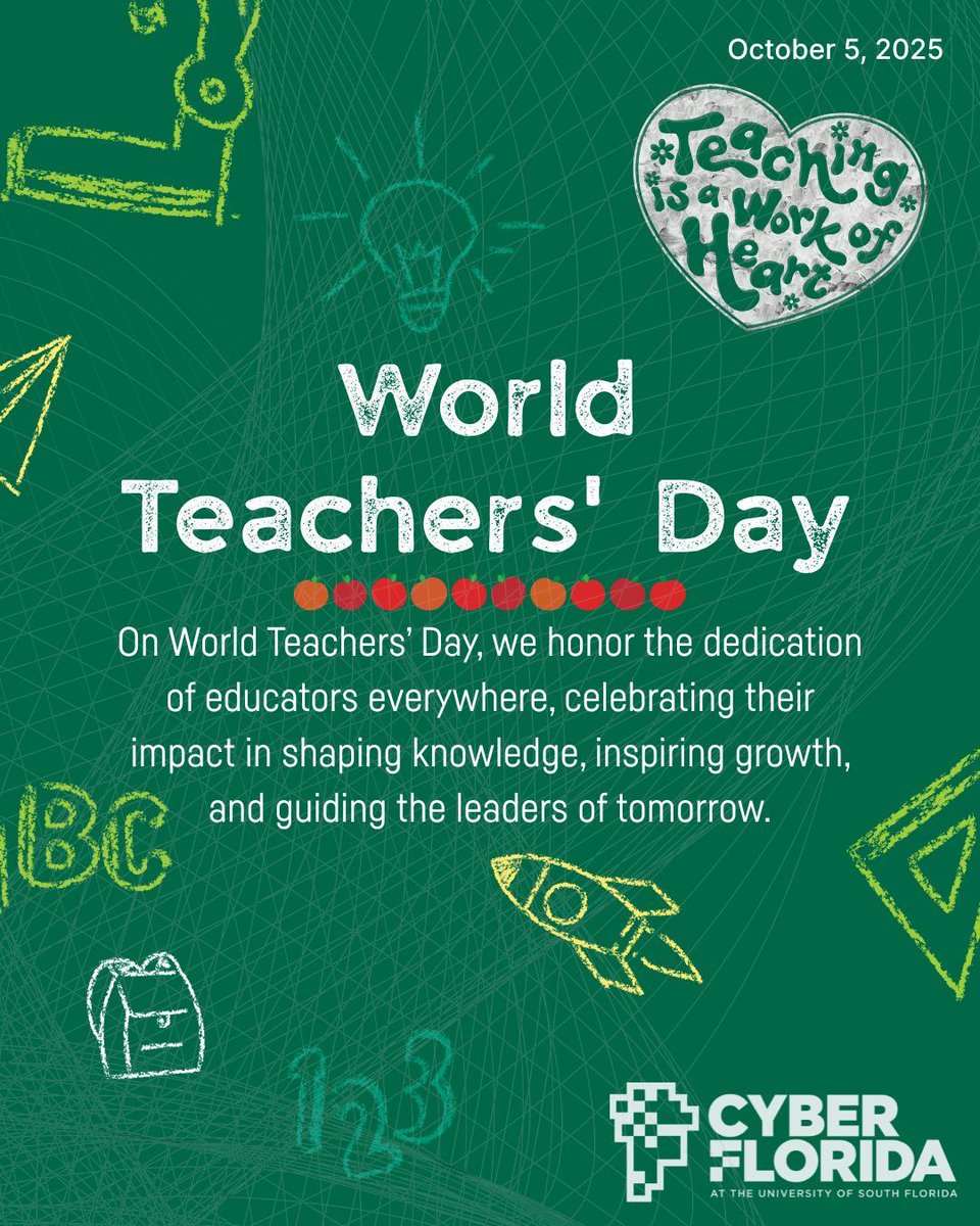 CyberSecurityFL's tweet image. Happy World Teachers’ Day! 📚✏️ 
Thank you to the educators who inspire, guide, and shape the leaders of tomorrow. 🌟