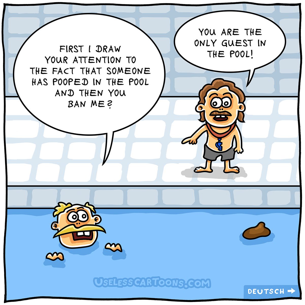 ohnesinncom's tweet image. Cartoon 142:
🇺🇸 🇬🇧 🇨🇦 The lifeguard
🇩🇪 🇦🇹 🇨🇭 Der Bademeister

#swimmingpool #pool #pollution #ban #swimguards #Schwimmbad #Verunreiniung #Hausverbot #Bademeister #onepanelcomic #cartoon #cartoons #comic #comicstrip #fun #funny #humor #ohnesinncom #uselesscartoons