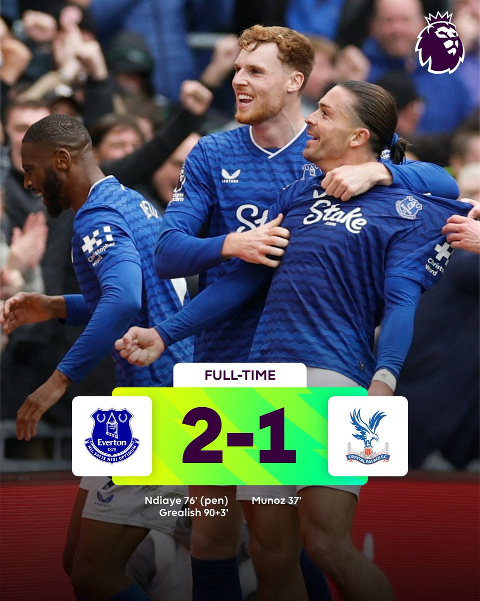 SiaranBolaLive's tweet photo. FT #EPL 

EVERTON 2-1 CRYSTAL PALACE

JACK GREALISH HENTIKAN 19 UNBEATEN CRYSTAL PALACE!!

DAVID MOYES MASTERMIND 🧠 https://t.co/x7YSX3d8BU