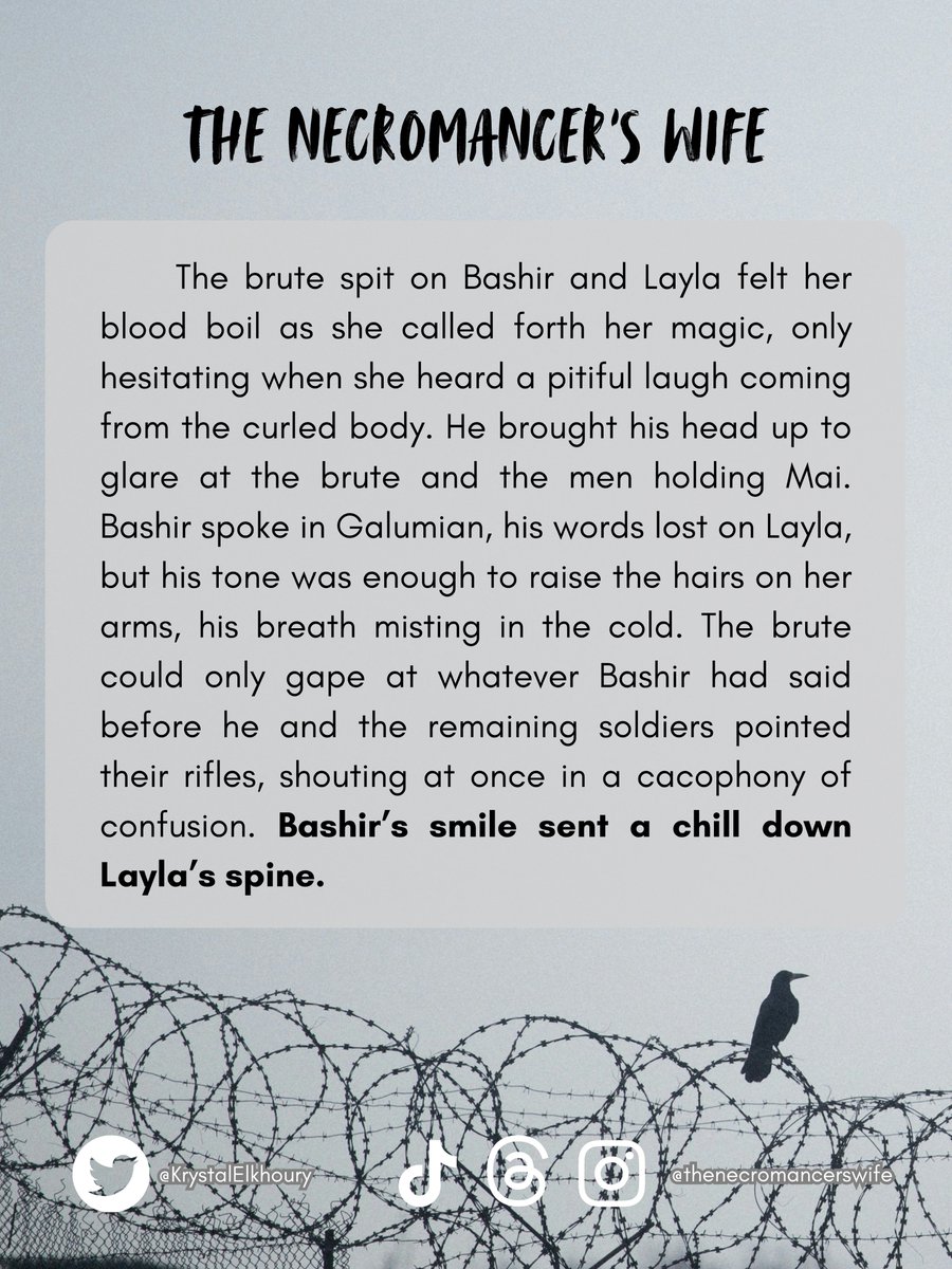 KrystalElkhoury's tweet image. Today’s #sundaysnippet is from Ch14: Less Than a Hundred Feet

TNW features: 
🏳️‍🌈wlw+queer chars
💀retired necromancer🩷💜💙
⚗️missing alchemist🧡🤍🩷
🪄magical intrigue
🚂dieselpunk

✨Vibes: FULLMETAL ALCHEMIST x SAVING PRIVATE RYAN x THE LOCKED TOMB

🔗 in bio for Beta interest