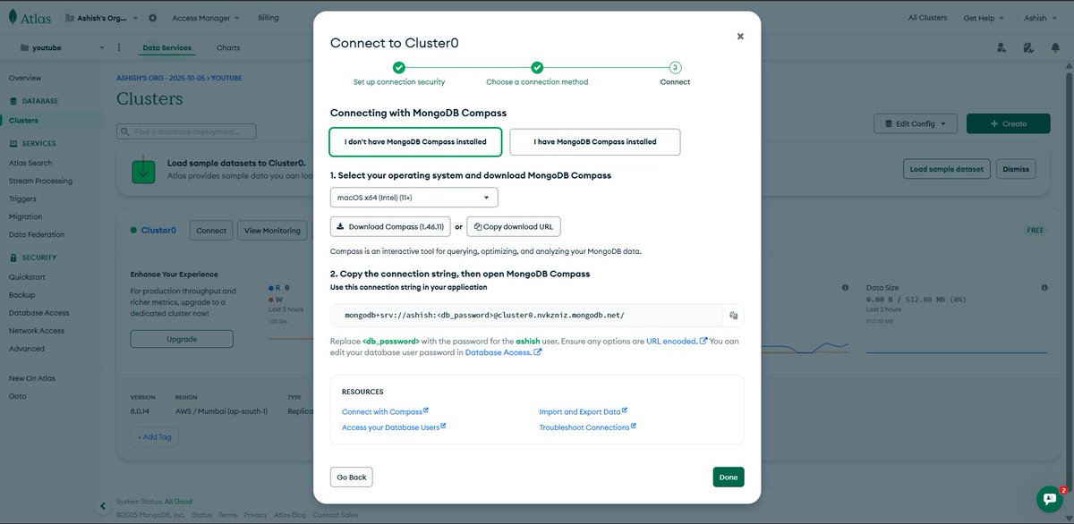 ashish_saud15's tweet photo. #LUD8 β MongoDB Atlas
Running DBs locally is fine, but the cloud is better! Learned about MongoDB Atlas, explored clusters, network & database access, and used the dotenv package for environment variables.
#LearningUtsav2025 #FestivalOfLearning #WebDevelopment #MongoDB #Mongoose https://t.co/4hYGIJhSK3