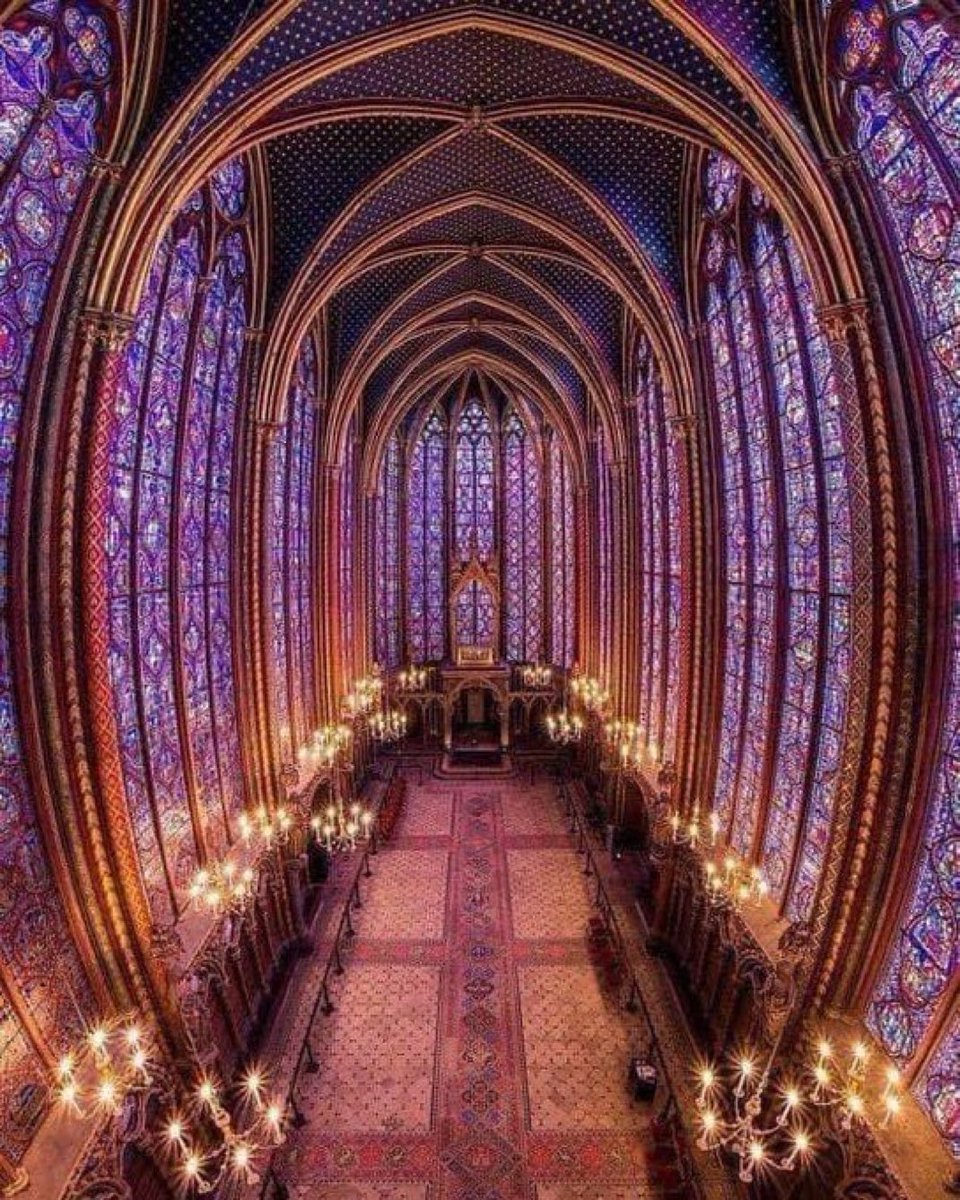 At Saint Chapelle, there are no solid walls in the upper chapel. 

The stained glass windows cover almost the entire surface. The transparent quality is such that the stone walls seem to vanish.