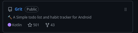 _shub39's tweet image. Grit crossed 500 stars today 🚀

#opensource #kotlin #jetpackcompose #androiddev