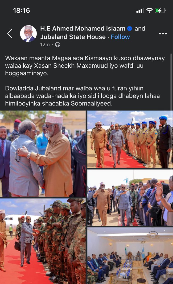 AAseexay's tweet photo. Walaal Somaliyeed oo Kismaayo lagu so dhaweeyay!. 

Abwaan Hadraawi gabaygiisii ba ahaa “ Nin ku yidhi sinnaan maynno, Adna buri sarrayntiisa; sidka waa wadaagtaane, ma sagaashan baa tiisu”!. https://t.co/RYQBcpTKdK