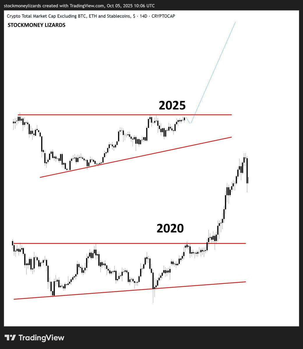 SantinoCripto's tweet photo. En las Altcoins, estamos replicando el price action del ciclo 2020, observa este fractal. Alts como $LINK, $AVAX, $ADA deberían hacer mínimo un X3 desde los precios actuales. https://t.co/fs5R9emR8K