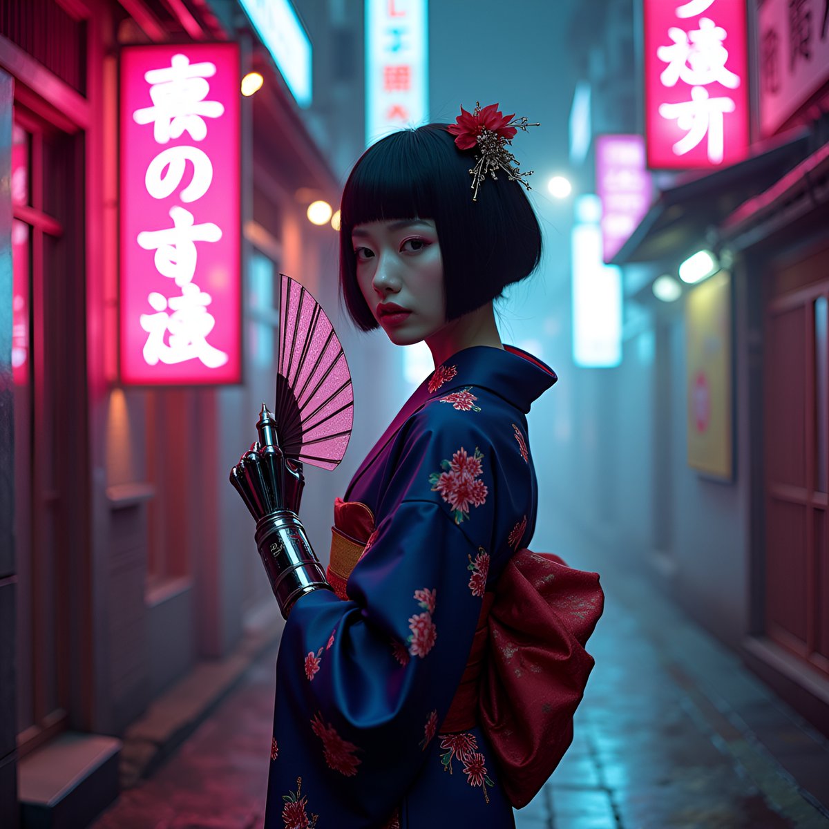 PromptSin's tweet image. Channel your inner ninja and light up the night! 🌙✨ Who’s up for an adventure? #CyberVibes #NightOwls