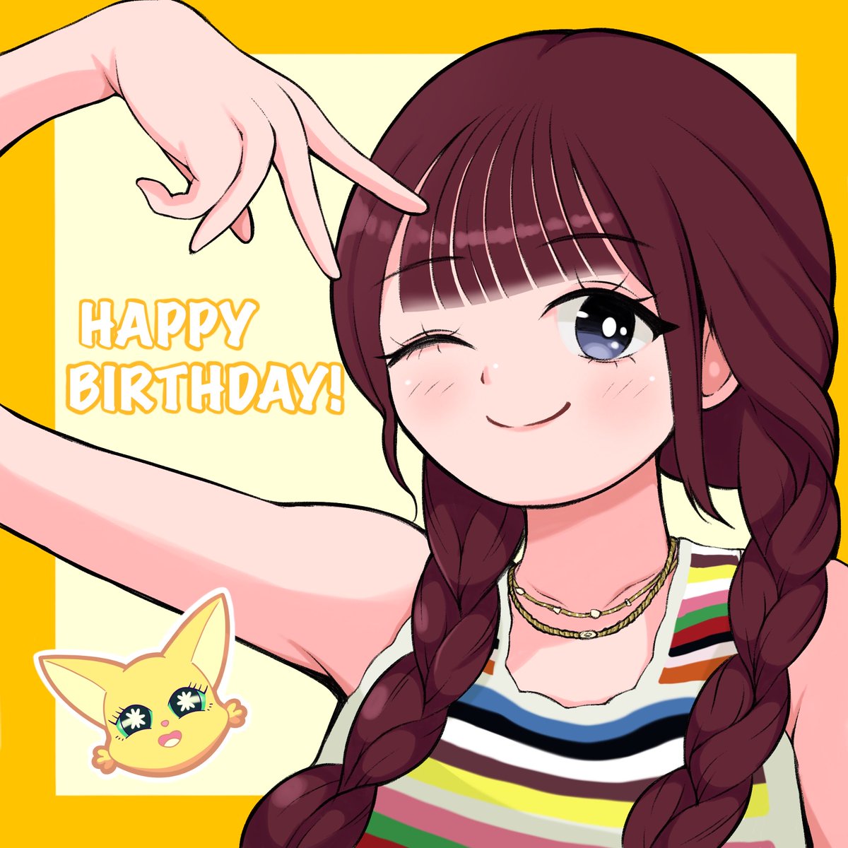 생일 축하해~🎂💛
笑顔で溢れる素敵な1年になりますように！

#SAY_HITOMI_HBD
#HAPPY_HITOMI_DAY
#시월육일가장빛나는별 #Hitomi