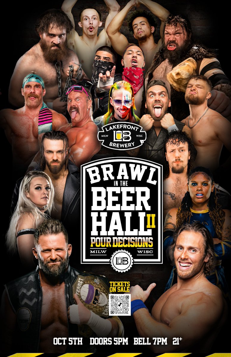 Pro Wrestling Ventures (@prowresventures) on Twitter photo 🚨TONIGHT <a href="/lakefront/">Lakefront Brewery</a> BRAWL IN THE BEER HALL
<a href="/TheMattCardona/">Matt Cardona</a> v <a href="/bigtroubleBB/">Big Trouble Ben Bishop</a>
Dog Collar Match <a href="/mdcon420/">MAD DOG CONNELLY</a> v <a href="/beastmanhusk/">Beast Man ビーストマン</a>
2/3 Falls LMW v B&M
<a href="/TheTootieLynn/">The Little Blue Dragon 💙🐲</a> v <a href="/REALSierra_/">Sierra</a>
The Outrunners v Hot Commodity w/ FTC
<a href="/sambeale23/">Sa〽️ Beale 🦁</a> v <a href="/TheJasonHotch/">Jason Hotch</a>
🎟️Tickets: ticketleap.events/tickets/lakefr… 🚨TONIGHT <a href="/lakefront/">Lakefront Brewery</a> BRAWL IN THE BEER HALL
<a href="/TheMattCardona/">Matt Cardona</a> v <a href="/bigtroubleBB/">Big Trouble Ben Bishop</a>
Dog Collar Match <a href="/mdcon420/">MAD DOG CONNELLY</a> v <a href="/beastmanhusk/">Beast Man ビーストマン</a>
2/3 Falls LMW v B&M
<a href="/TheTootieLynn/">The Little Blue Dragon 💙🐲</a> v <a href="/REALSierra_/">Sierra</a>
The Outrunners v Hot Commodity w/ FTC
<a href="/sambeale23/">Sa〽️ Beale 🦁</a> v <a href="/TheJasonHotch/">Jason Hotch</a>
🎟️Tickets: ticketleap.events/tickets/lakefr…