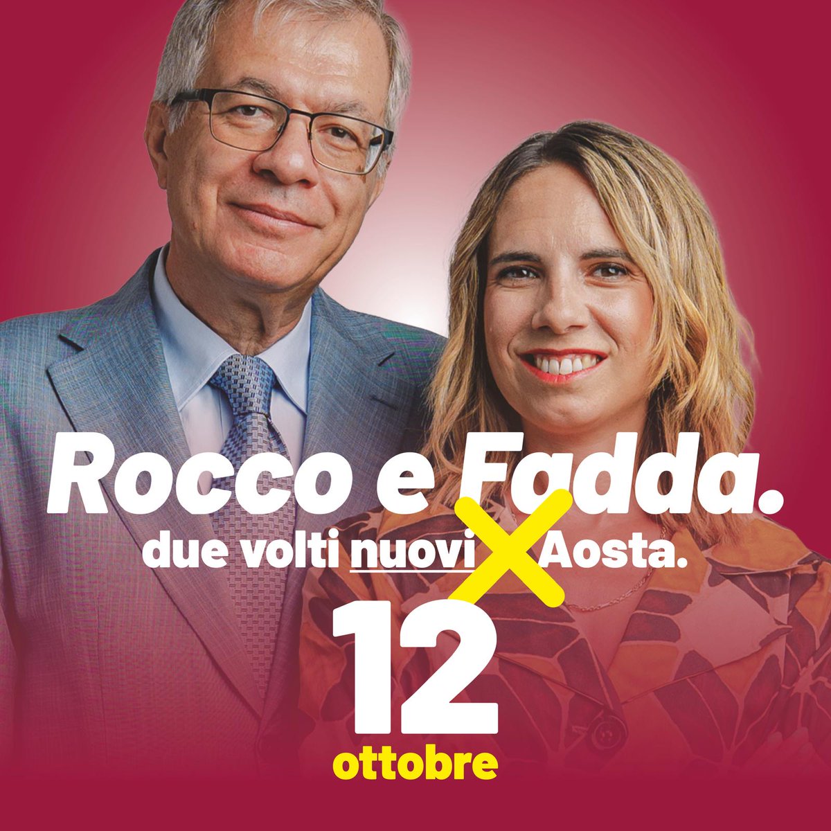 Il 12 ottobre al ballottaggio vota Raffaele Rocco e Valeria Fadda!
#comunaliaosta #aosta #roccofadda
