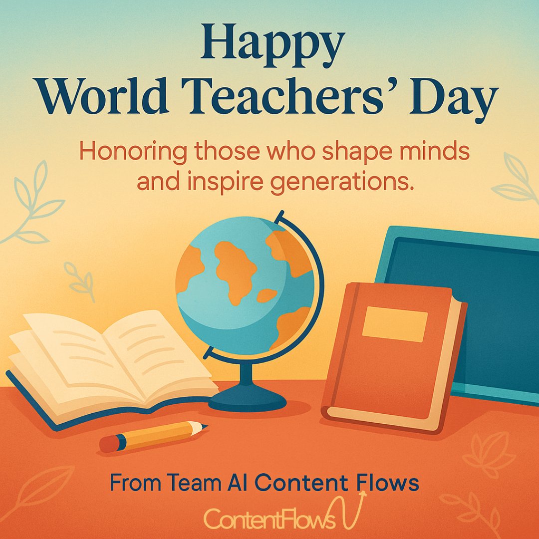 aicontentflows's tweet photo. Happy World Teachers’ Day! 📚✨

To those who teach, guide, and inspire — thank you for shaping the future every single day.

#WorldTeachersDay #TeachersDay #AIContentFlows #Education #TeamACF https://t.co/bQQCd41ABH